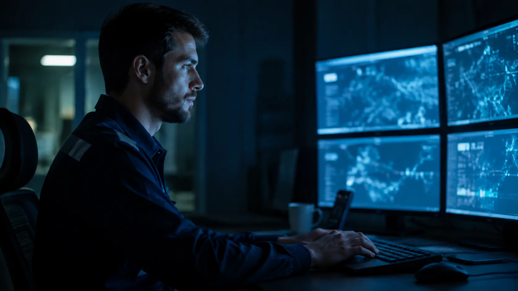 Two engineers reviewing a network diagram in a server room, representing reliable integrations and delivery.